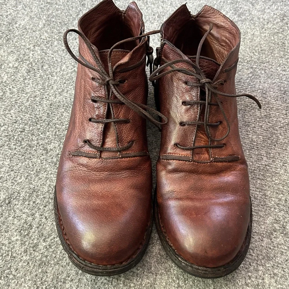 Maledetti Toscani Boots Mens Size 8 Brown Leather Ankle‎ Chukka Side Zip Italy